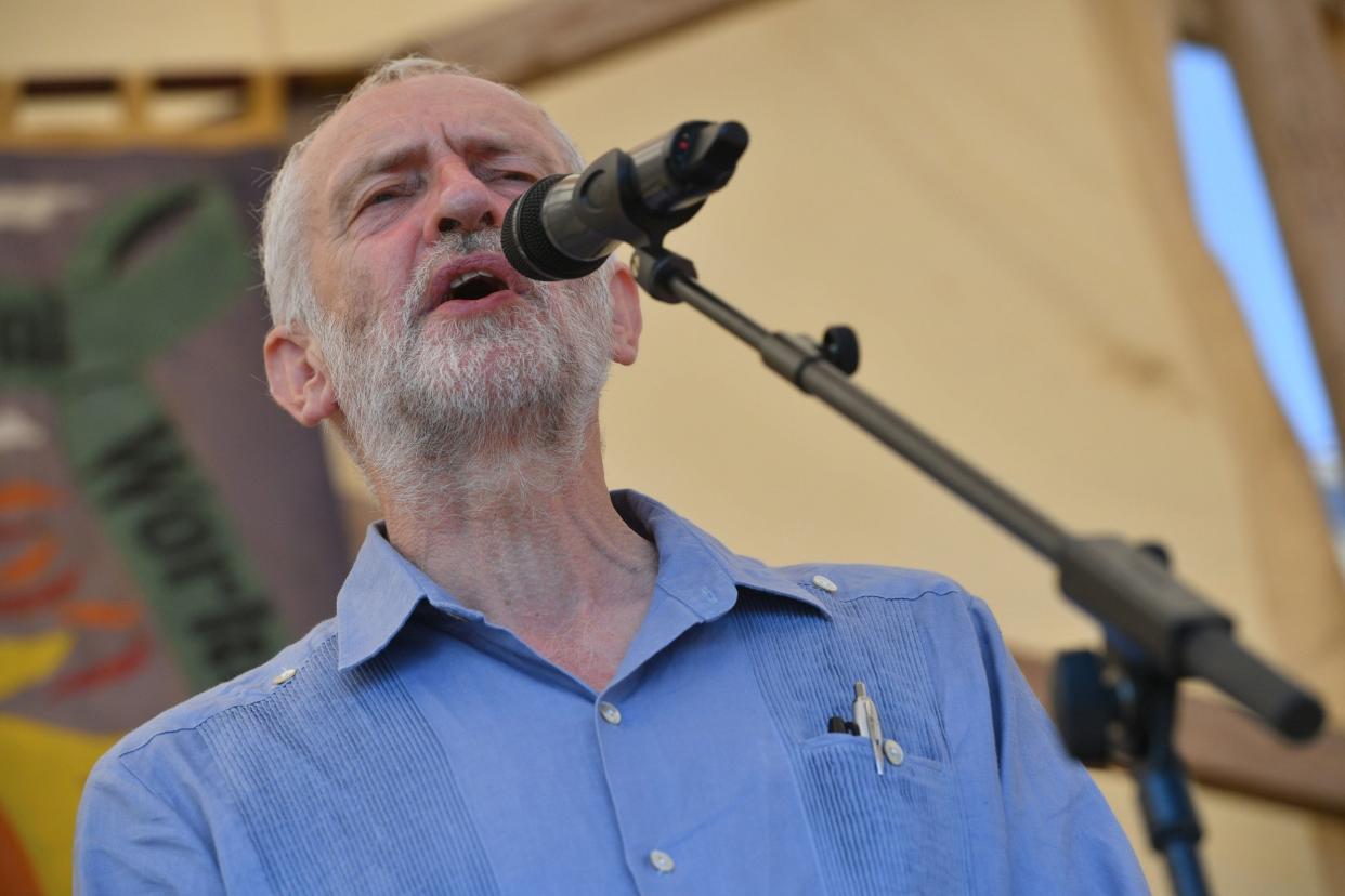 Anti-semitism row: Jeremy Corbyn speaks to the Tolpuddle Martyrs Festival in Dorset: PA