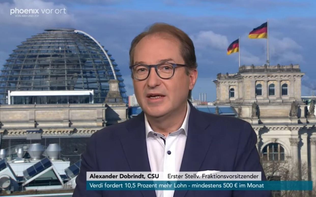 Der Vorsitzende der CSU-Landesgruppe im Deutschen Bundestag, Alexander Dobrindt, unterstützt den Vorschlag einer "Abwrackprämie" für Öl- und Gasheizungen.  (Bild: phoenix)