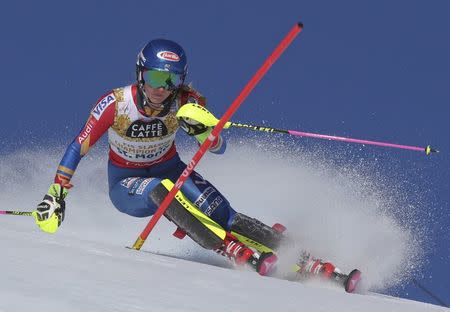 Alpine Skiing - FIS Alpine Skiing World Championships - Women's Slalom - St. Moritz, Switzerland - 18/2/17 - Mikaela Shiffrin of the USA in action. REUTERS/Stefano Rellandini