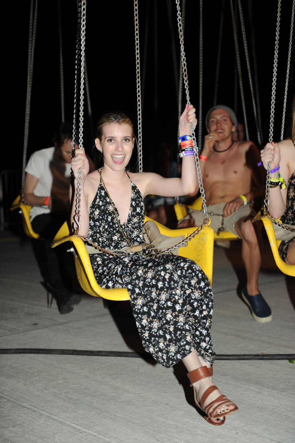 Emma Roberts in a floral maxi