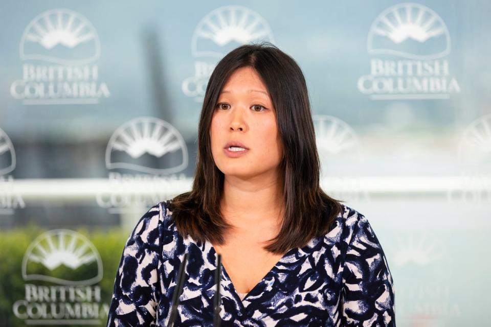 Bowinn Ma, Minister of Emergency Management and Climate Readiness, speaks to media about the current wildfire and drought conditions across the Province on Monday, July 10, 2023