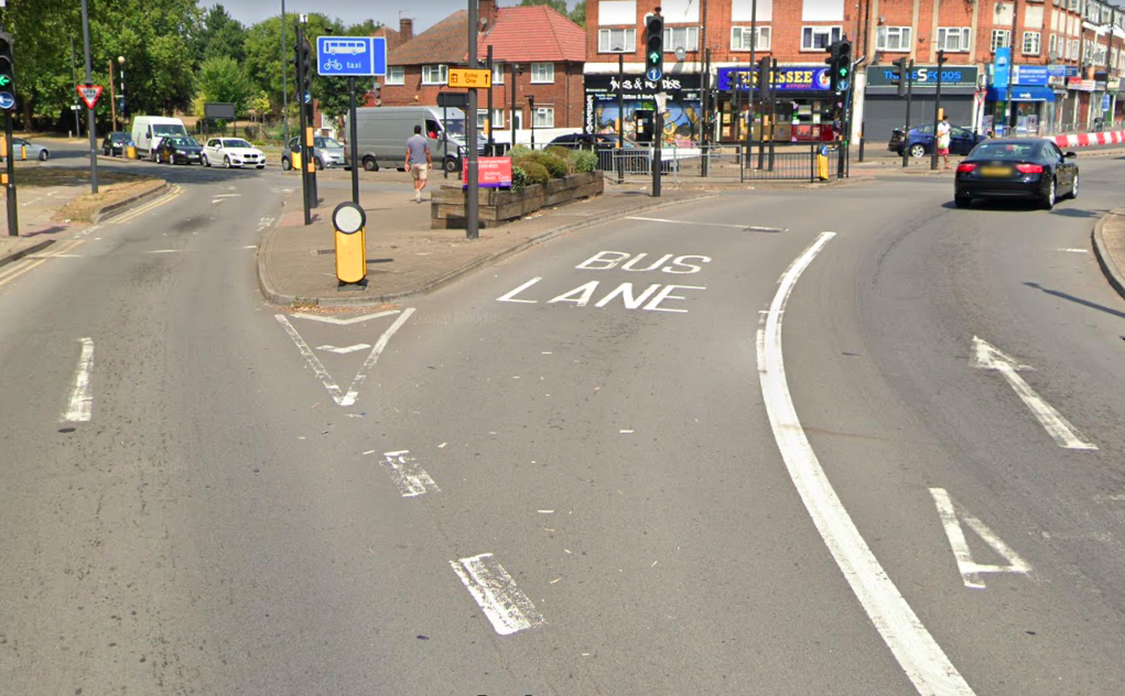 The bus lane in Northolt Road, Harrow, is just 39ft long. (Google)