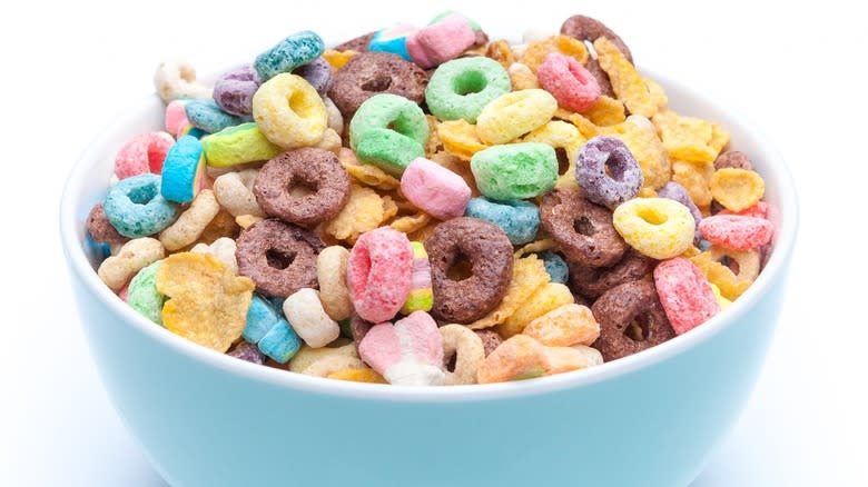 Bowl of sugary cereal