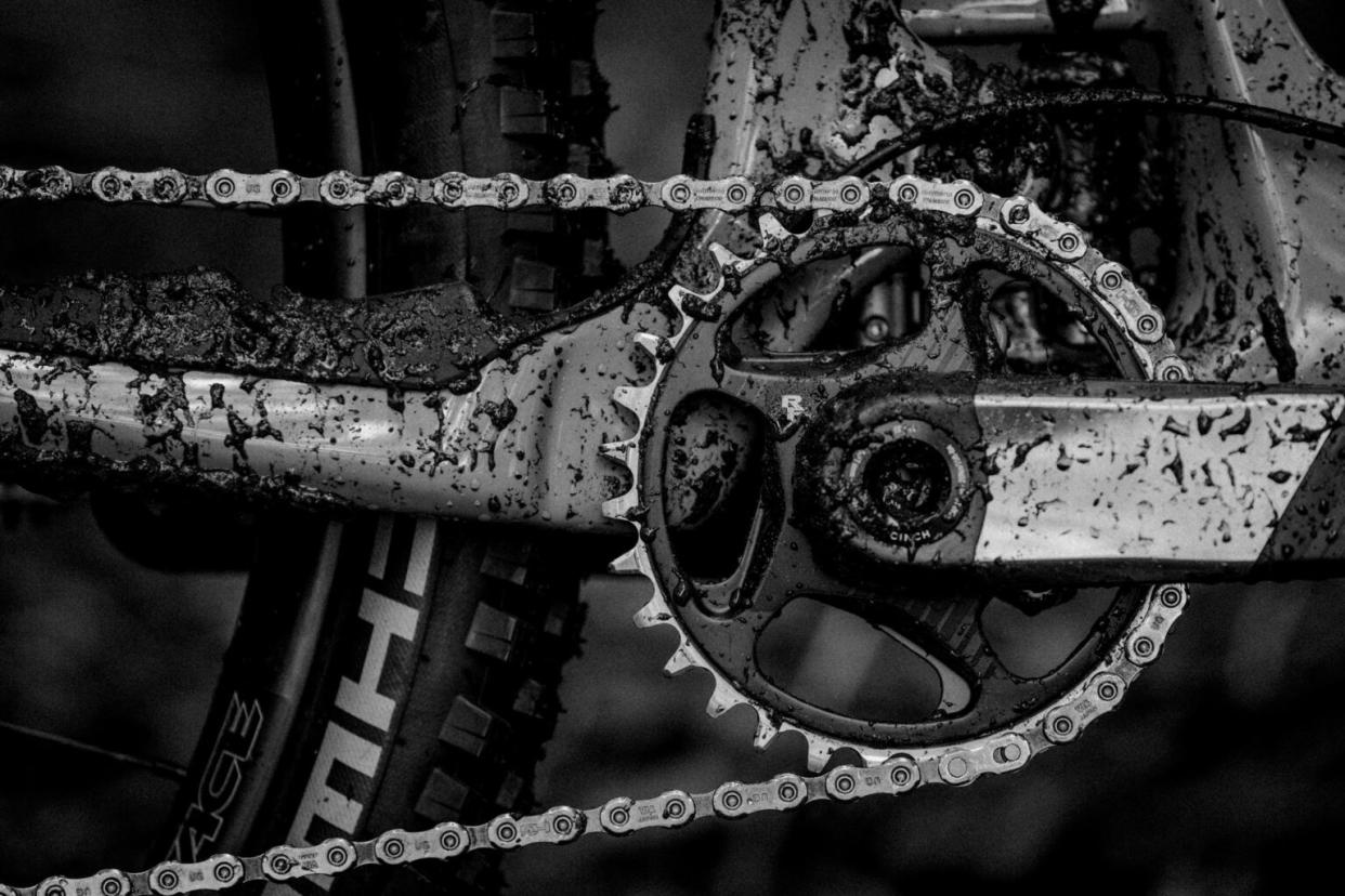 race face era carbon and steel chainring on a bike