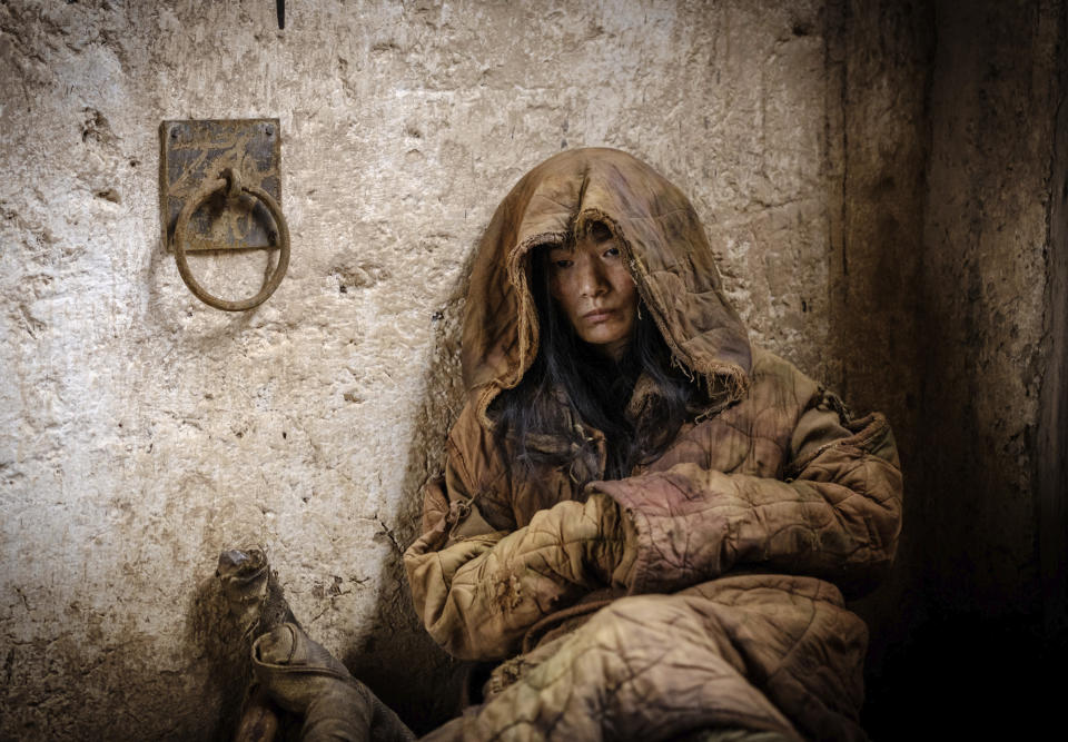 Gana Bayarsaikhan in a scene from "Waiting for the Barbarians." (Fabrizio Di Giulio/Samuel Goldwyn Films via AP)