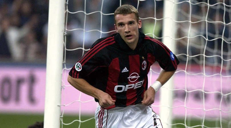 Andriy Shevchenko AC Milan scores against Inter