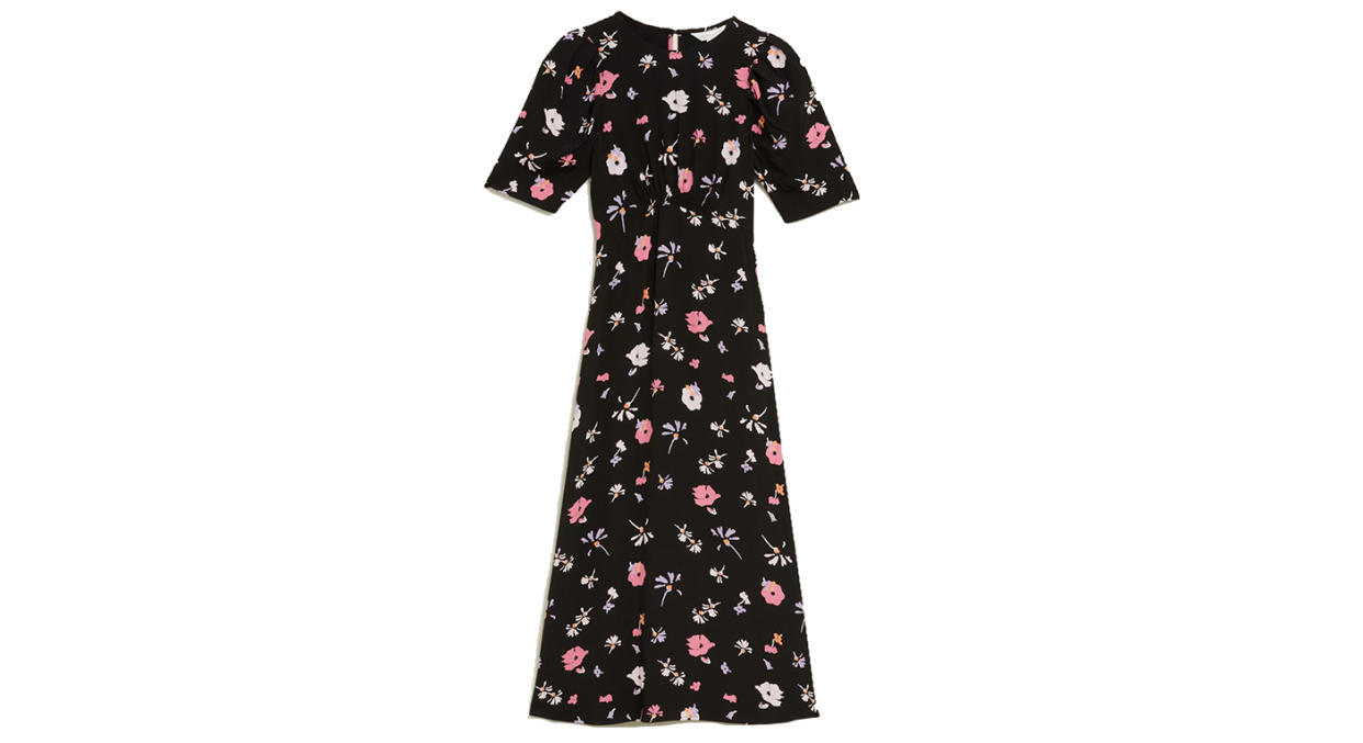 Floral Puff Sleeve Midi Tea Dress