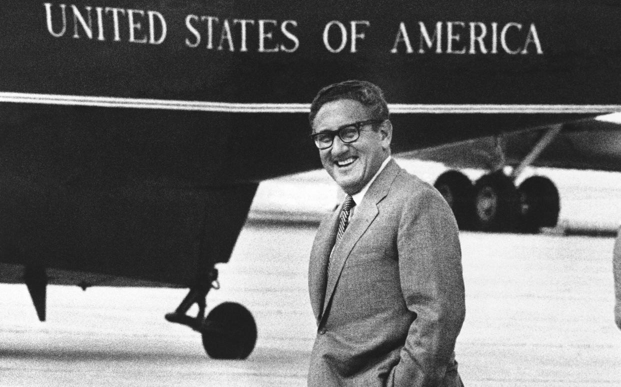 Henry Kissinger preparing to board Marine One (the US presidential helicopter) in 1972. The former Secretary of State died on Nov 29, 2023, aged 100
