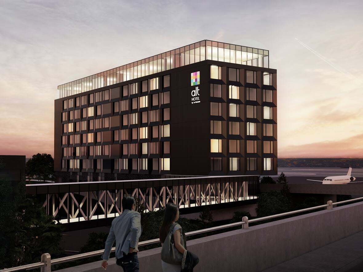 Germain Hotels and the Ottawa International Airport announced in January 2019 that a 180-room hotel would be built. The project's construction costs climbed from $44 million to $55 million after the pandemic set in. (Germain Hotels - image credit)
