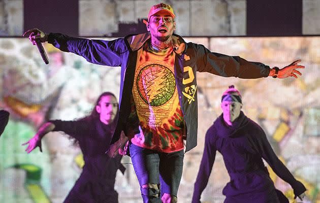 Chris Brown onstage. Source: Getty