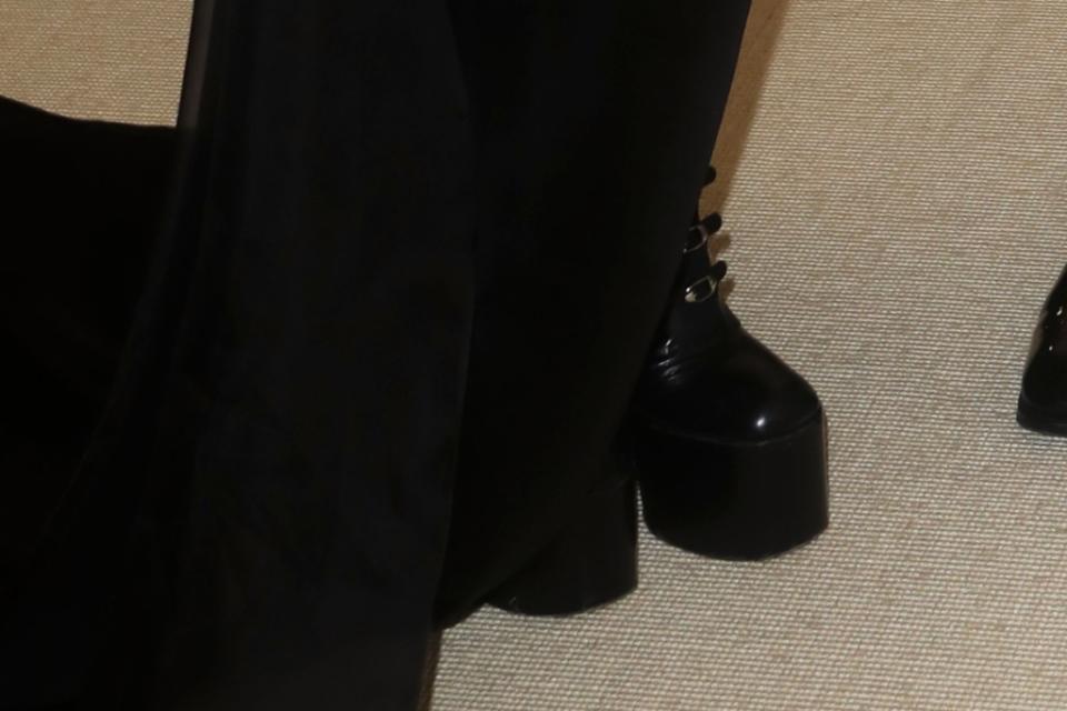 A closer look at Grimes’ Met Gala boots. - Credit: SplashNews.com