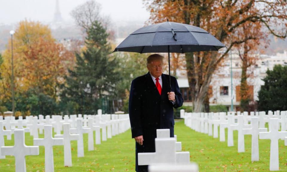 Donald Trump takes part in the commemoration ceremony for Armistice Day, 100 years after the end of first world war in Paris, France, on 11 November 2018.