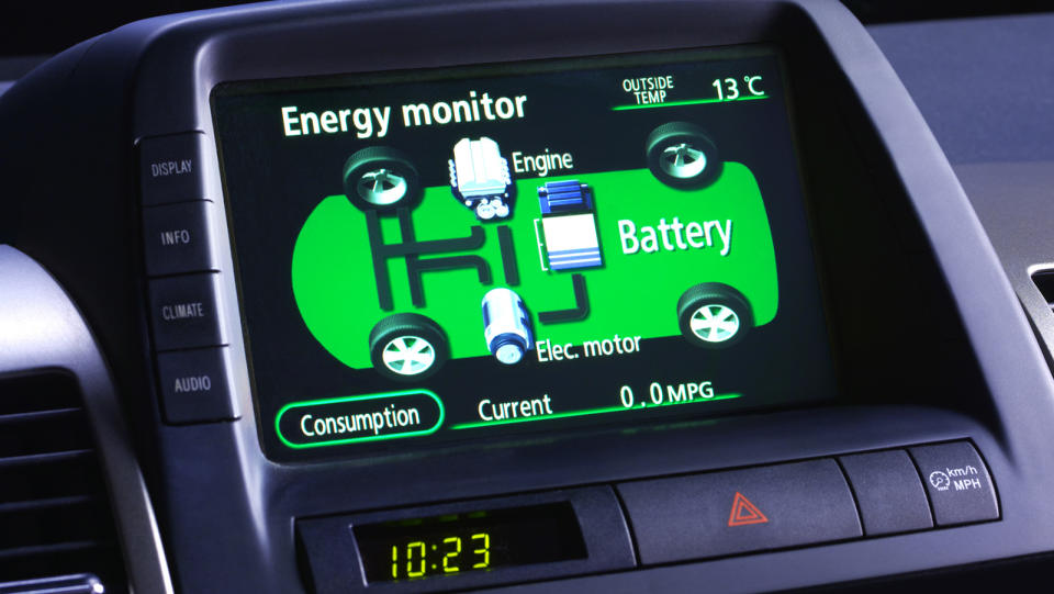 Dashboard console display of a hybrid's energy usage module