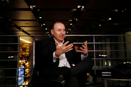 Alfonso Durazo, who will be appointed as Public Security Minister for the National Regeneration Movement (MORENA), gestures during an interview with Reuters in Mexico City, Mexico January 18, 2018. REUTERS/Carlos Jasso