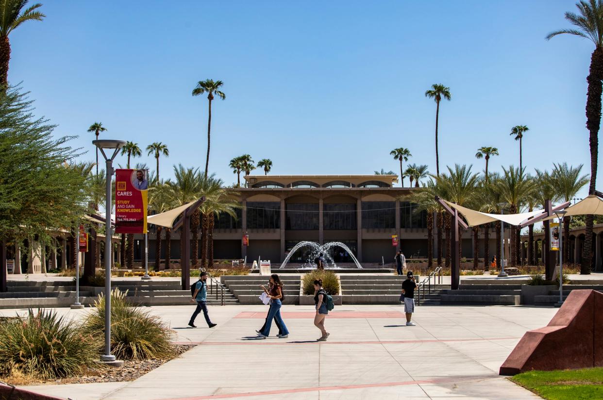 Students walk across campus at College of the Desert in Palm Desert in 2022.