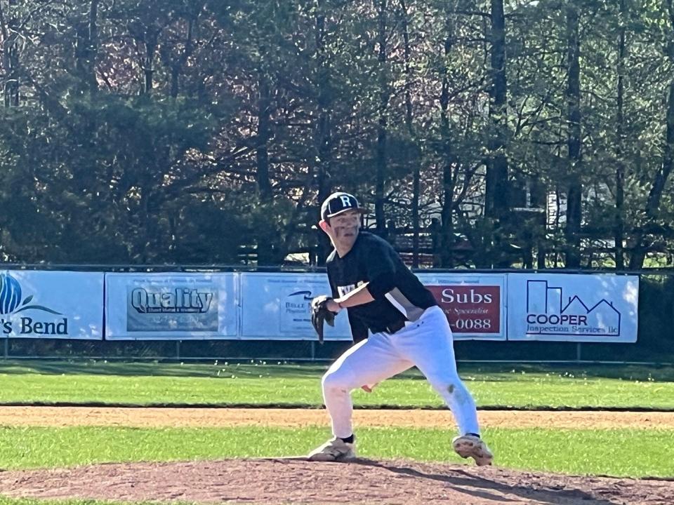 Ridge's Connor Byrne delivers a pitch in Tuesday's victory over Hillsborough.