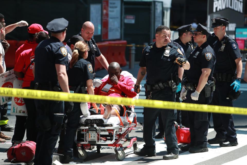 <p>The scene of an accident in New York’s Times Square after driver went through a crowd of pedestrians, injuring at least a dozen people, May 18, 2017. (Gordon Donovan/Yahoo News) </p>