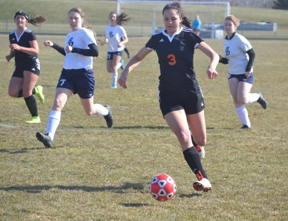 Cheboygan forward/midfielder Kenzie Burt (3) earned Michigan High School Soccer Coaches Association (MIHSSCA) Division 3 all-state honorable mention recognition after a strong junior campaign on the pitch for the Chiefs.