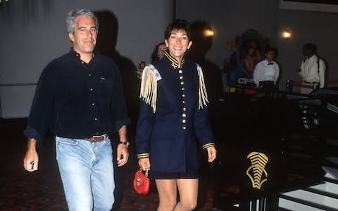 Jeffrey Epstein and Ghislaine Maxwell in 1995 - Credit: Patrick McMullan via Getty Images