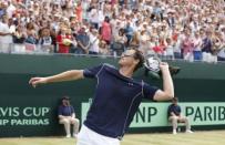 Tennis - Great Britain v France - Davis Cup World Group Quarter Final - Queen?s Club, London - 18/7/15 Great Britain's Jamie Murray celebrates after winning his doubles match Action Images via Reuters / Andrew Boyers Livepic