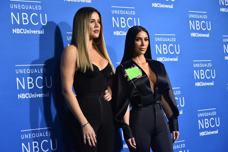 NBCUNIVERSAL UPFRONT EVENTS --  2017 NBCUniversal Upfront in New York City on Monday, May 15, 2017 -- Red Carpet -- Pictured: (l-r) Khloe Kardashian, Kim Kardashian West, 'Keeping Up with the Kardashians' on E! Entertainment -- (Photo by: Mike Coppola/NBCUniversal/NBCU Photo Bank via Getty Images)