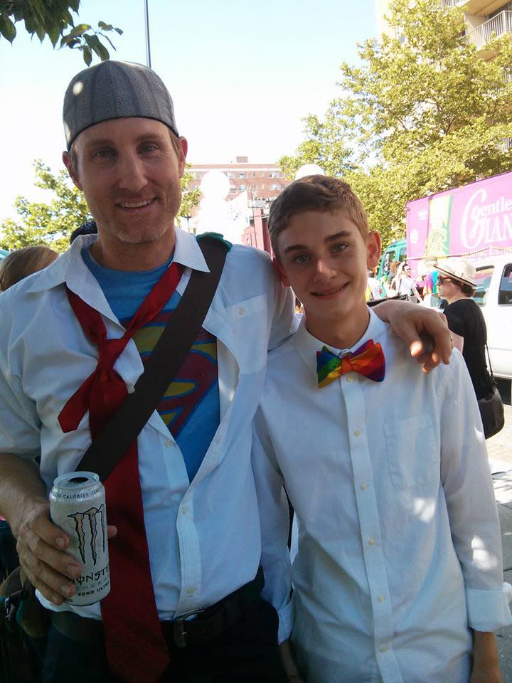 Jake and his son, Jon, at D.C. Pride in 2013. (Photo: Courtesy of Jake Abhau)