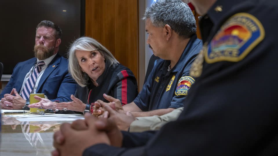 Gov. Michelle Lujan Grisham announced the order during a news conference on Friday in Santa Fe. - Eddie Moore/The Albuquerque Journal/AP