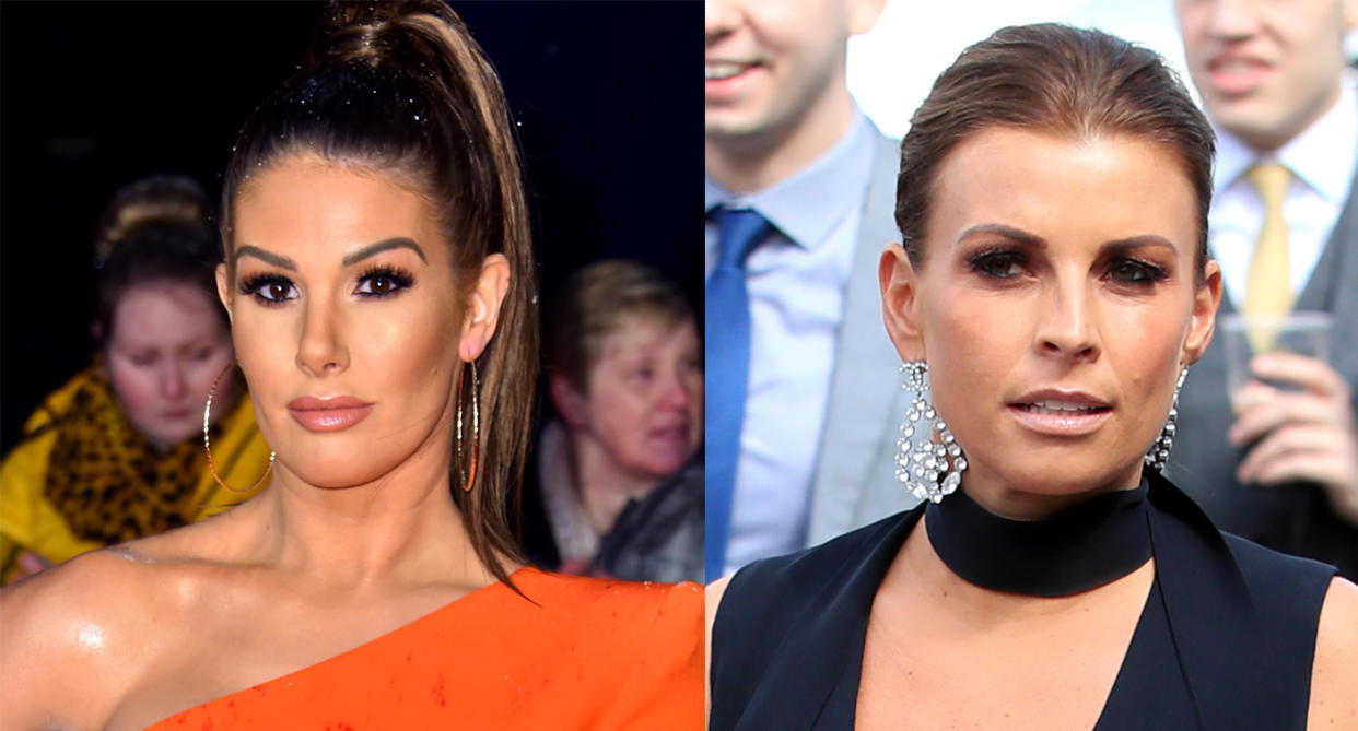 Rebekah Vardy and Coleen Rooney. (Photo by Matt Crossick/PA Images via Getty Images. Peter Byrne/PA Images via Getty Images)