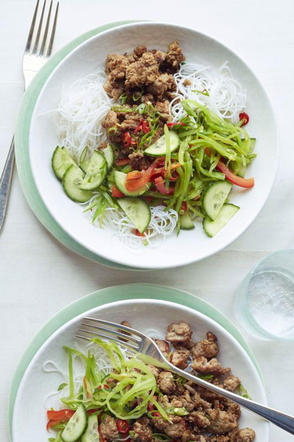 Gingery Asian Noodle Salad with Turkey and Cucumbers