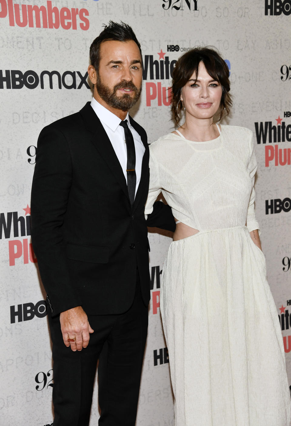 Justin Theroux, left, and Lena Headey attend the premiere of HBO's "White House Plumbers," at the 92nd Street Y, Monday, April 17, 2023, in New York. (Photo by Evan Agostini/Invision/AP)