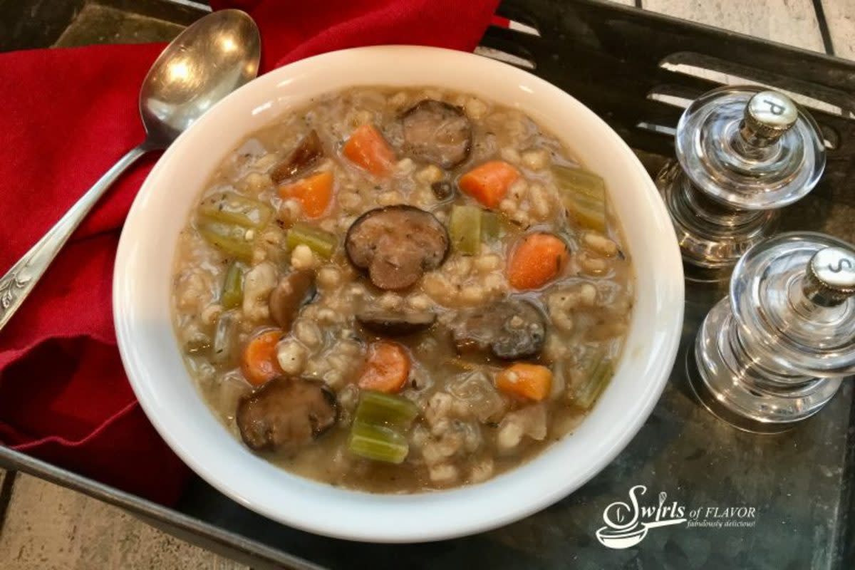 <p>Swirls of Flavor</p><p>Calling all mushroom fans! This is one of the best soups! </p><p><strong>Get the Recipe: <a href="https://swirlsofflavor.com/slow-cooker-mushroom-barley-soup/" rel="nofollow noopener" target="_blank" data-ylk="slk:Crock Pot Mushroom Barley Soup;elm:context_link;itc:0;sec:content-canvas" class="link rapid-noclick-resp">Crock Pot Mushroom Barley Soup</a></strong></p>