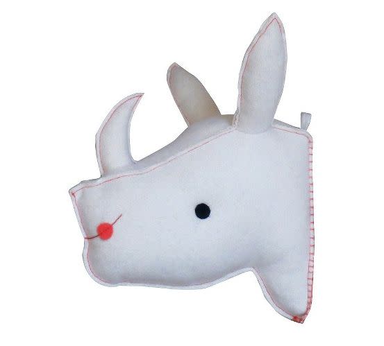 <i><a href="http://www.target.com/p/stuffed-rhino-wall-art-white-threshold/-/A-17296905#prodSlot=_1_15" target="_blank">Threshold Stuffed Rhino Wall Art, $24.99</a></i>