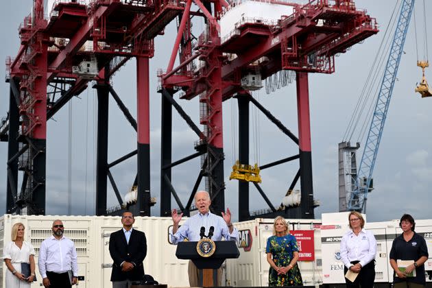 President Joe Biden delivers remarks in the aftermath of Hurricane Fiona at the Port of Ponce. (Photo: SAUL LOEB via Getty Images)