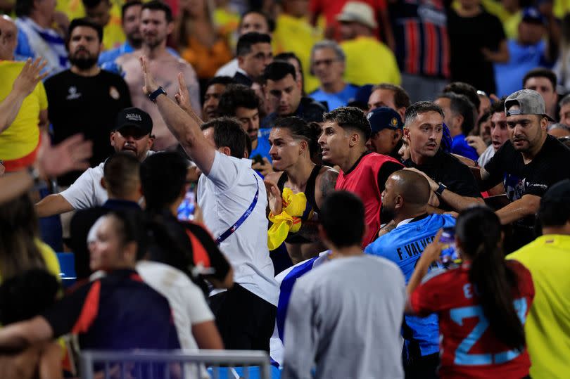 Nunez was punched and kicked along with several Uruguay players.
