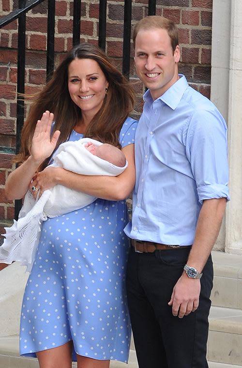 Prince George was shown off to the world in 2013, when Kate and Wills left the Lindo Wing at St Mary's Hospital with their newborn tot.