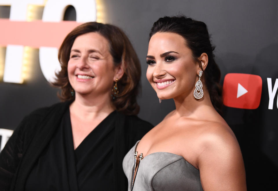 Youtube’s global head of original content Susanne Daniels (left) and Demi Lovato at the “Demi Lovato: Simply Complicated” YouTube premiere at The Fonda Theatre on October 11, 2017 in Los Angeles. The former teen idol credits the YouTube documentary with boosting sales of her latest album. (Photo: Getty Images)