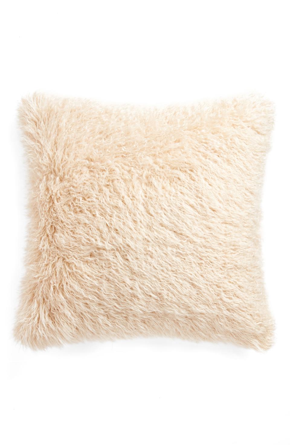 1) Curly Faux Fur Pillow