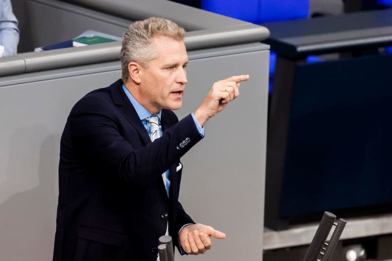 Petr Bystron (AfD), Member of the German Bundestag, speaks in the plenary of the German Bundestag. German prosecutors probe far-right lawmaker for bribery. Christoph Soeder/dpa