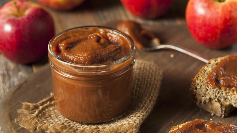 Apple butter in jar