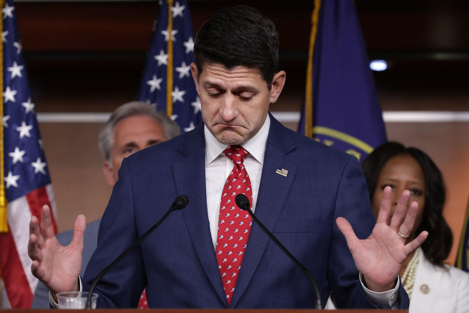 Speaker of the House Paul Ryan, R-Wisc., at a news conference at the U.S. Capitol Visitors Center in July. (Photo: Chip Somodevilla/Getty Images)