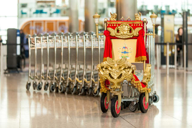 Heathrow Airport Terminal 2 London singing trolley