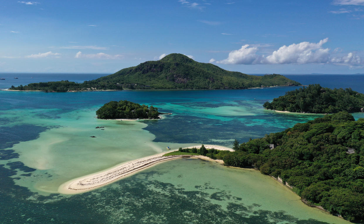 SEYCHELLES - APRIL 7, 2021: A view of Long, Round and Sainte Anne Islands in the Indian Ocean. Valery Sharifulin/TASS (Photo by Valery Sharifulin\TASS via Getty Images)