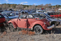 <p>There can’t be a salvage yard anywhere in the US that doesn’t have at least one Volkswagen Beetle residing in it. After all, of the 21.5 million produced, close to <strong>five million</strong> crossed the Atlantic. They were the best-selling imported car for years, and due to their continued popularity, they have a high survival rate. However, it’s definitely more unusual to stumble upon a convertible. This appears to be a relatively late fuel injected car. This car was also seen at <strong>Ulibarri’s Auto Towing</strong> Service.</p>