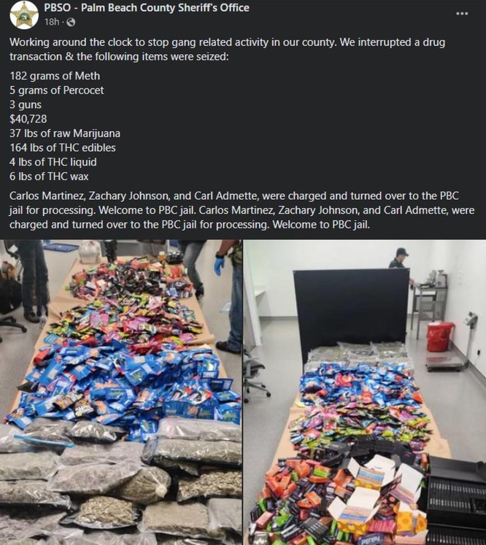 Palm Beach County Sheriff’s Office posted these images on Facebook after making a drug bust on July 6, 2022.