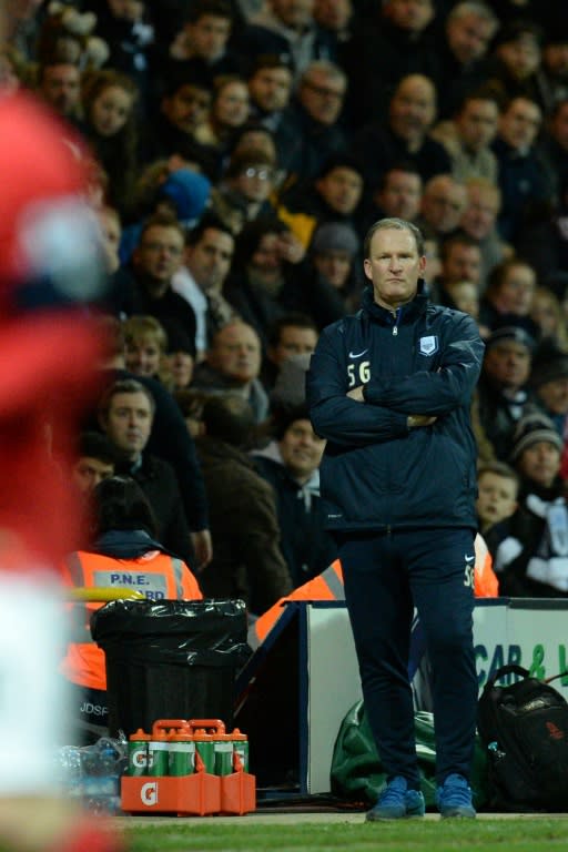 Preston's manager Simon Grayson, seen in 2015, called the fighting behaviour of his players Jermaine Beckford and Eoin Doyle "childish" and said they would be "reprimanded"