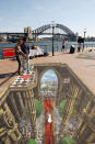 A 3D interactive art featuring the Royal Wedding is seen on display as part of the VisitBritain tourism campaign at Circular Quay on September 6, 2011 in Sydney, Australia. (Photo by Mark Metcalfe/Getty Images)