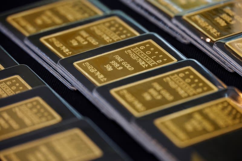 FILE PHOTO: Gold bars are pictured on display at Korea Gold Exchange in Seoul