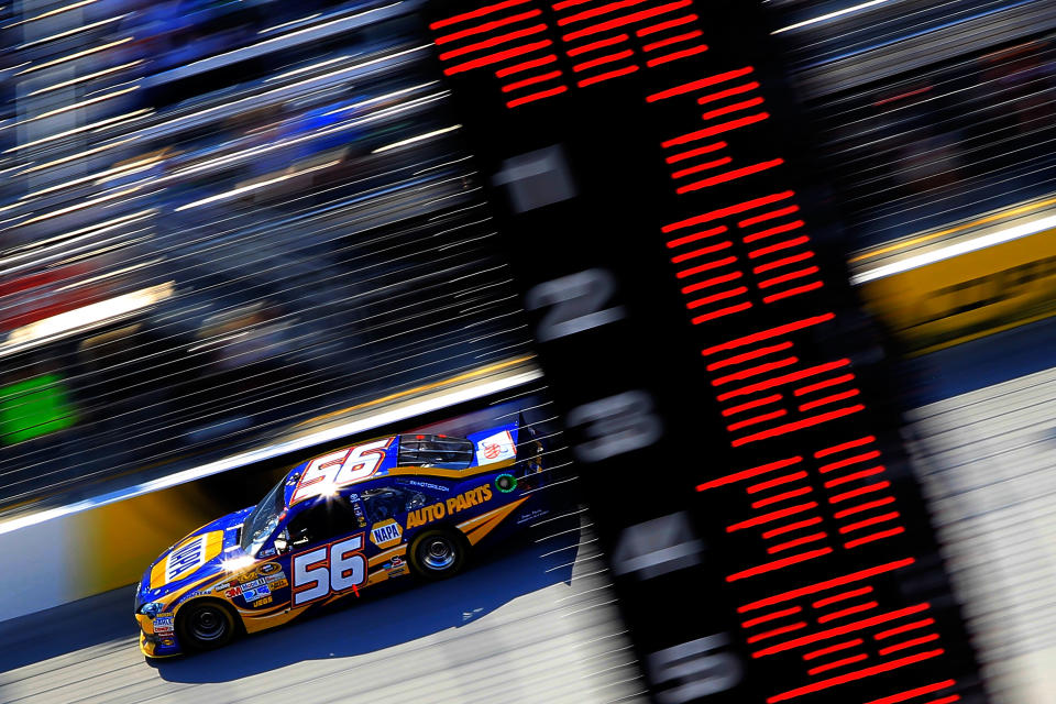 BRISTOL, TN - MARCH 18: Martin Truex Jr., driver of the #56 NAPA Auto Parts Toyota, races during the NASCAR Sprint Cup Series Food City 500 at Bristol Motor Speedway on March 18, 2012 in Bristol, Tennessee. (Photo by Chris Trotman/Getty Images)