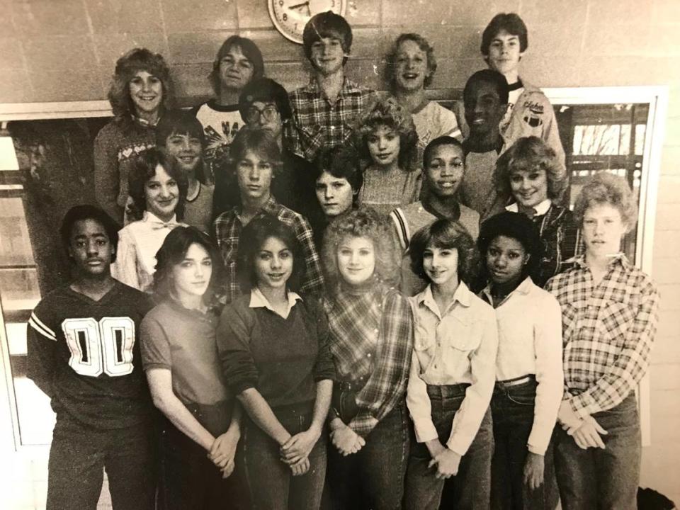 Mark McCormick, former executive director of the Kansas African American Museum and current deputy director of strategic initiatives at ACLU Kansas, attended Hadley Middle School in the early 1980s. He’s pictured, bottom left, in the eighth grade.