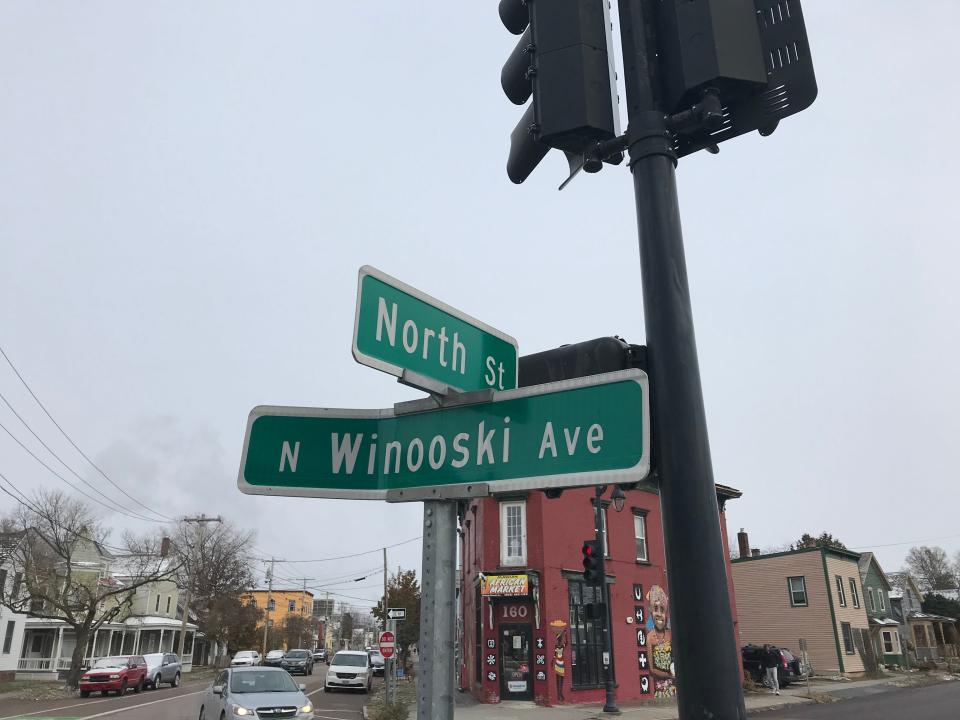 At the corner of North Street and North Winooski Avenue in Burlington's Old North End neighborhood. Along North Street are a number of ethnic markets that have been serving residents for generations.